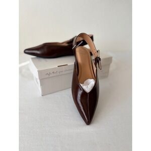 A New Day victoria Pointed Toe Slingback Flats Dark Brown Memory Foam Size 7 NEW